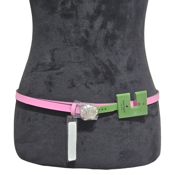 Kate Spade Belt Medium Pink Shell Genuine Leather Beach Vacation Preppy Gift - Picture 1 of 3